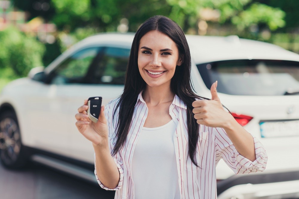 Customer happy loyalty marketing with car dealership